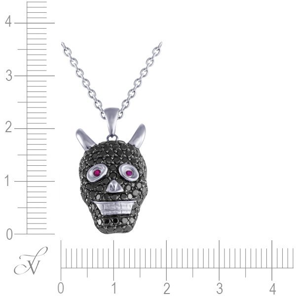 Цепь из белого золота с бриллиантом и рубином (Арт.f975dbk4w_tsp_db_ru_wg)