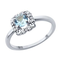 Кольцо из серебра с топазом и фианитами (Арт.94-310-00180-1)