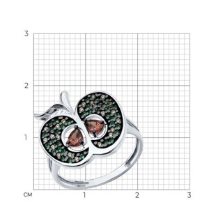 Кольцо из серебра с фианитом «Яблочный Сияний» Соколов (арт.94014193)