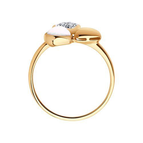 Кольцо из золота с бриллиантами и дуплетом из натурального кварца и перламутра (Арт.1011883-5)