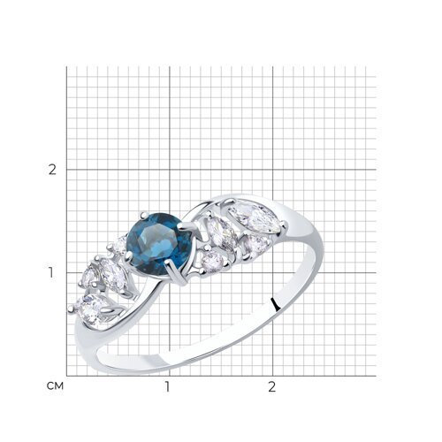 Кольцо из серебра с лондон топазом и фианитами (Арт.92011667)