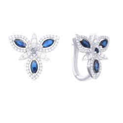 Серьги из белого золота с бриллиантом и сапфиром (Арт.me36523-wd-bs_sr_sa_wg)