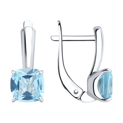 Серьги из серебра с голубыми топазами (Арт.92021398)