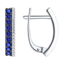 Серьги из белого золота с бриллиантами и сапфирами (Арт.2020836-3)