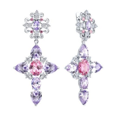 Серьги из серебра с фианитами «Императорский вальс» Соколов (арт.94026883)