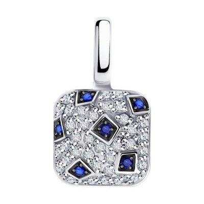 Подвеска из белого золота с бриллиантами и сапфирами (Арт.2030316-3)