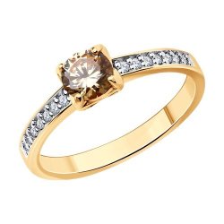 Кольцо из золочёного серебра с фианитами (Арт.93-110-01712-2)