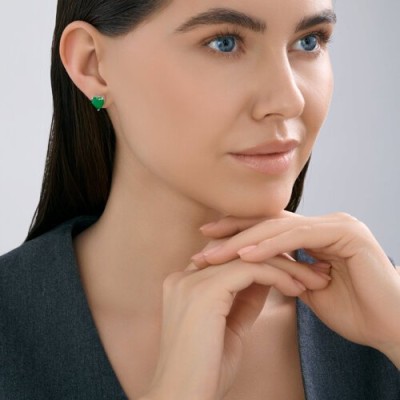 Серьги из серебра с фианитами «Изумрудное Сердце» Соколов (арт.9402)