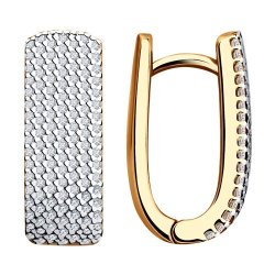 Серьги из золочёного серебра с фианитами (Арт.93-120-01764-1)