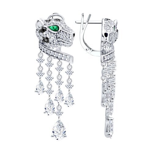 Серьги из серебра с фианитами и эмалью (Арт.94027316)