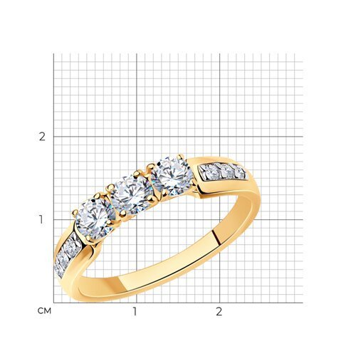 Кольцо из золочёного серебра с фианитами (Арт.93010807)