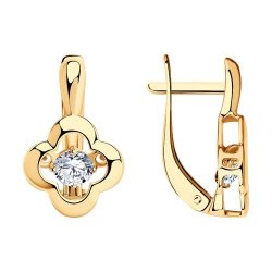 Серьги из золочёного серебра с фианитами (Арт.93020878)