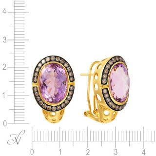 Серьги золотые с аметистом и бриллиантами «Вечерний Шарм» MY JEWELS (арт.WE00373P-4_DN_AM_YG)