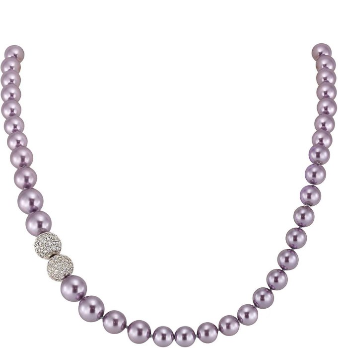 Ожерелье из серебра с жемчугом и куб. цирконием (Арт.2l-sk-16)