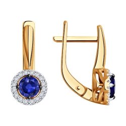 Серьги из золота с бриллиантами и сапфирами (Арт.51-220-01772-1)