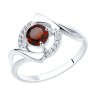 Кольцо из серебра с гранатом и фианитами (Арт.94-310-00379-2)