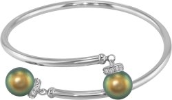 Браслет из серебра с жемчугом и кристаллом swarovski (Арт.abb-4-10-26-s)