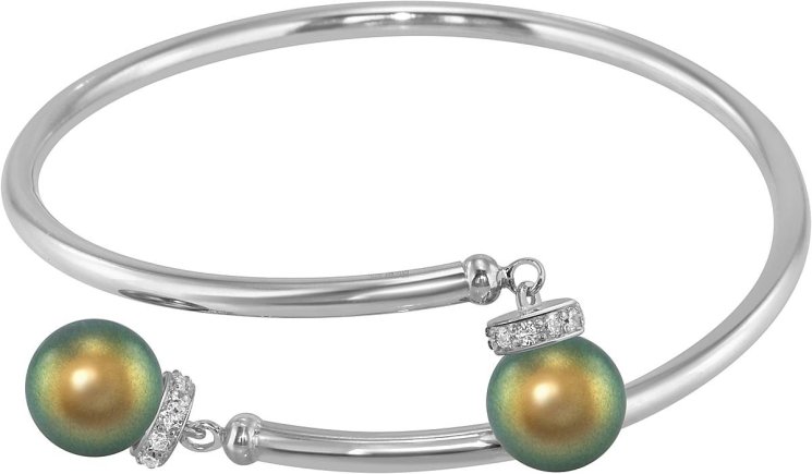 Браслет из серебра с жемчугом и кристаллом swarovski (Арт.abb-4-10-26-s)
