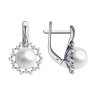 Серьги из белого золота с бриллиантами и жемчугом (Арт.52-220-02091-1)