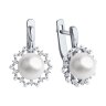 Серьги из белого золота с бриллиантами и жемчугом (Арт.52-220-02091-1)
