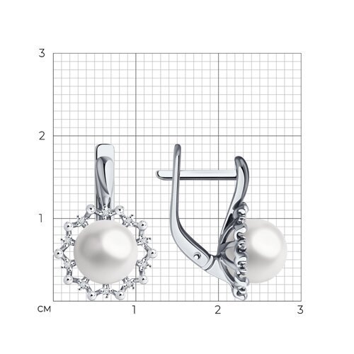 Серьги из белого золота с бриллиантами и жемчугом (Арт.52-220-02091-1)