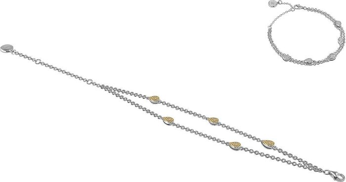 Браслет из серебра с кошачим глазом и куб. цирконием (Арт.fab-5-g)