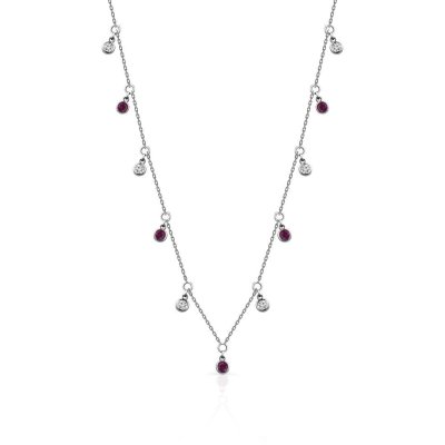 Ожерелье из золота с бриллиантом и рубином Русские Самоцветы (Арт.95655)