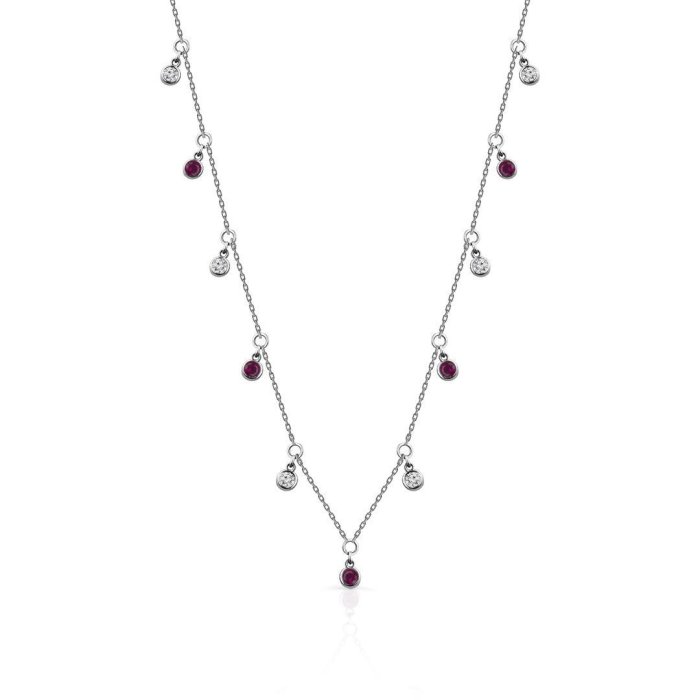 Ожерелье из золота с бриллиантом и рубином Русские Самоцветы (Арт.95655)