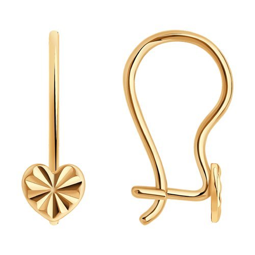 Серьги из золота с фигурой сердца «Лучистое чувство» Соколов (арт.021633)