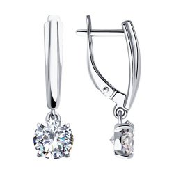 Серьги из серебра с фианитами (Арт.94023292)