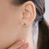 Серьги пусеты золотые пробы 585 с изумрудом гидротермальным (Арт.729235)