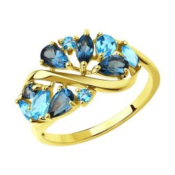 Кольцо золотое пробы 585 с миксом камней (Арт.714844-2)