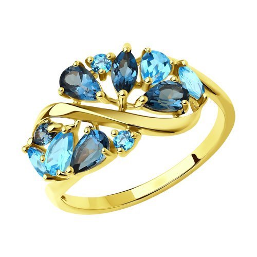Кольцо золотое пробы 585 с миксом камней (Арт.714844-2)