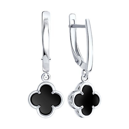 Серьги из серебра с ониксами (Арт.83020450)