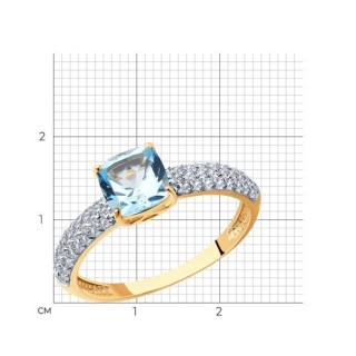 Кольцо золото 585 с топазом «Небесный Блеск» Соколов (арт.716886)