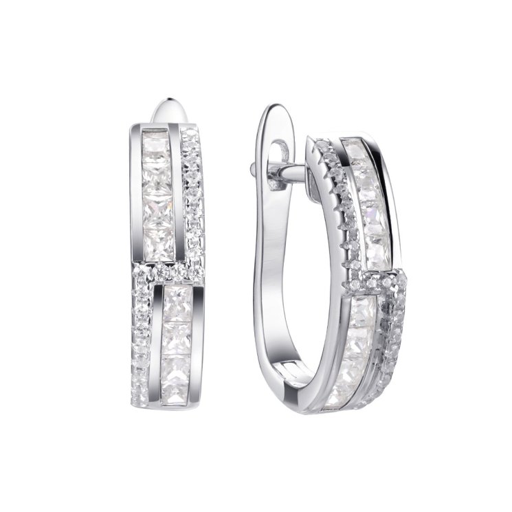 Серьги из серебра с фианитом (Арт.cz-e01472-x-w-x-x-w)