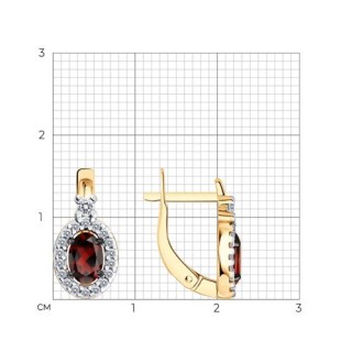 Серьги серебряные с гранатом и фианитами «Алая Аврора» Соколов (арт.92023169)