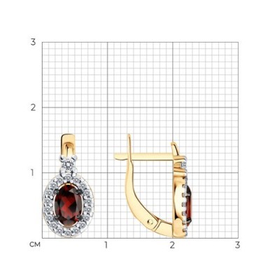 Серьги серебряные с гранатом и фианитами «Алая Аврора» Соколов (арт.92023169)