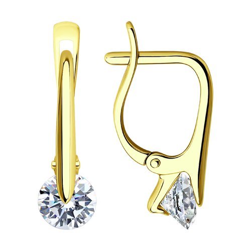 Золотые серьги с фианитами «Чистое сияние» (арт. 029668-2)