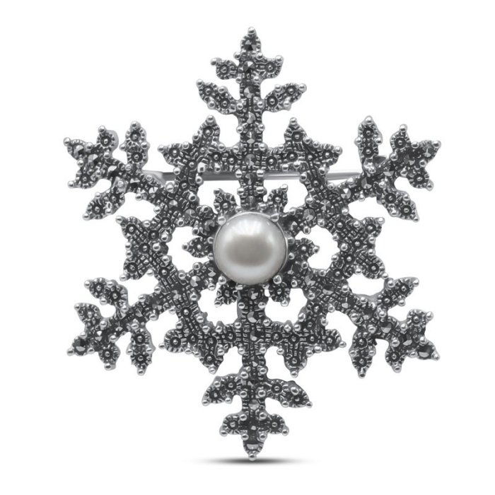 Брошь Серебряные крылья (Арт.08392722_zhemchugkult_markazit)