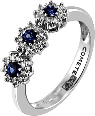 Кольцо из белого золота с бриллиантом и сапфиром (Арт.anb_1664)