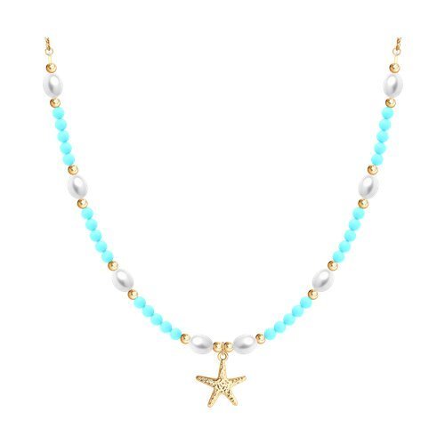 Колье из золочёного серебра с полудрагоценными вставками (Арт.93-370-00028-1)