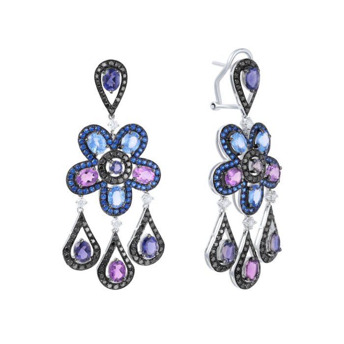 Серьги из белого золота с бриллиантом и сапфиром (Арт.e02466k_sr_db_sa_mc_wg)