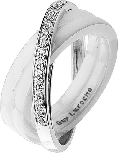 Кольцо с бриллиантами из белого золота и керамики «Enlacement Blanc» Guy Laroche (арт.TJ028GCBB)