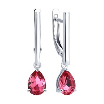 Серьги из серебра с кристаллом «Яркий акцент» Соколов (арт.94-121-00220-1)