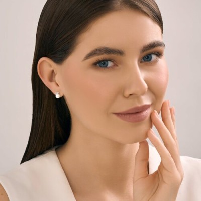 Серьги из серебра с синтетическим жемчугом «Минималистичная Перлин» Соколов (арт.94-122-02369-1)