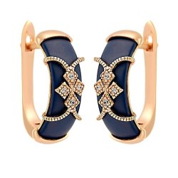 Серьги из серебра с керамикой и куб. цирконием (Арт.tm-e01248-vl-g-x-x-w)