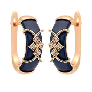 Серьги серебряные с керамикой и фианитами «Midnight Ceramic» Fresh Jewelry (арт.TM-E01248-Вl-G-X-X-W)