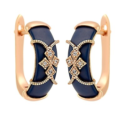 Серьги серебряные с керамикой и фианитами «Midnight Ceramic» Fresh Jewelry (арт.TM-E01248-Вl-G-X-X-W)