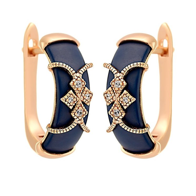 Серьги из серебра с керамикой и куб. цирконием (Арт.tm-e01248-vl-g-x-x-w)